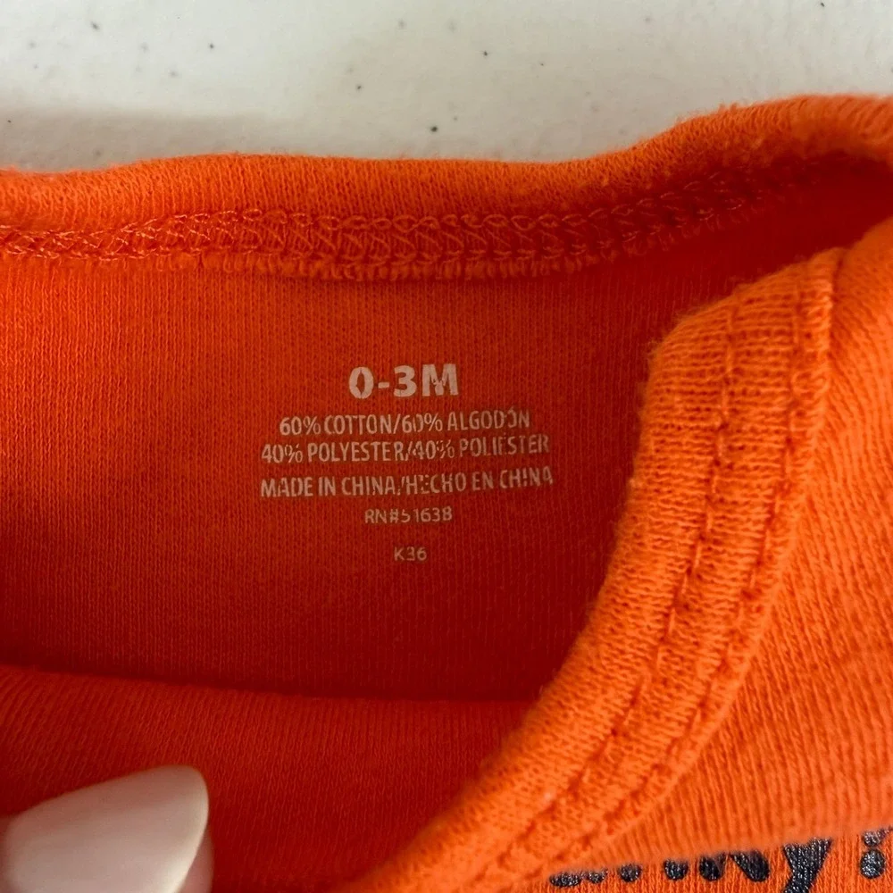 Baby unisex orange grandma dad funny graphic decal onesie snap 0-3 months cotton